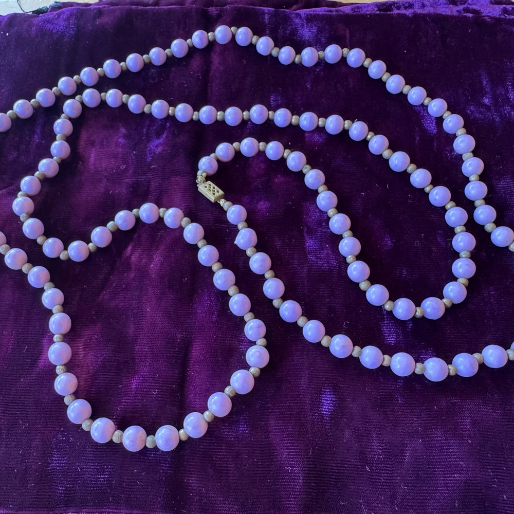 Elegant Purple Flapper Style Beaded Necklace 52” length
